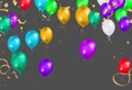 Illustration set party balloons, confetti with space for text. eps.10 Royalty Free Stock Photo