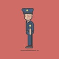 Illustration set of police isolated on red