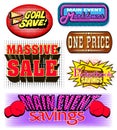 set of posters in the style of pop atr on the topic of sales, promotion, savings and pocket savings