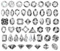 set of precious stones of different cuts and shapes Royalty Free Stock Photo