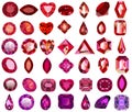 set of red gems of different cuts and shapes