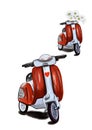 illustration set of red scooter with flowers 14 february Valentine's day