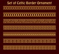 set of seamless golden Celtic ornament for border and frames Royalty Free Stock Photo