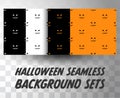 Set of seamless pattern pumpkin faces with different colour