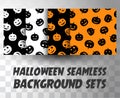 Set of seamless pattern pumpkins with different colour background Royalty Free Stock Photo