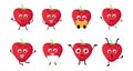 Set of funny strawberry fruit character