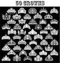 set of silhouettes of ancient crowns, tiaras, tiara Royalty Free Stock Photo