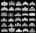 set of silhouettes of ancient crowns, tiaras, tiara Royalty Free Stock Photo