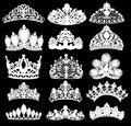 set of silhouettes of ancient crowns, tiaras, tiara Royalty Free Stock Photo