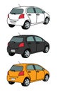 Illustration set of small car (ecocar or citycar) Royalty Free Stock Photo