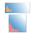 Illustration of a set of two banners for an exhibition, pink flowers and buds with a ribbon, bouquets of flowers to decorate a Royalty Free Stock Photo