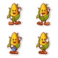 set cute cartoon character of yellow corn