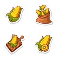 set cute cartoon of yellow corn