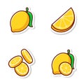 set vector cute of yellow slice and single lemon