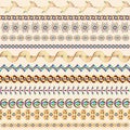 set of vintage designs of gold and precious stones borders. Seamless background pattern Royalty Free Stock Photo