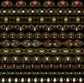 set of vintage designs of gold and precious stones borders. Seamless background pattern Royalty Free Stock Photo