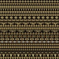set of vintage seamless ornamental gold border patterns