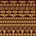 set of vintage seamless ornamental gold border patterns