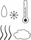 Illustration of a set of weather package line icons. Meteorology Royalty Free Stock Photo