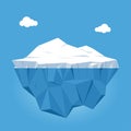 Iceberg with above and underwater view on blue background with clouds. Vector illustration Royalty Free Stock Photo