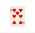 Illustration of seven of hearts playing card isolated on a white background