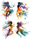 abstract colored silhouettes of dancing women 1