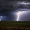 Illustration, Severe Thunderstorm over Oklahoma prairie