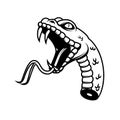 Illustration of Severed head of a snake isolated on white. Design element for logo, label, sign, emblem, poster, t shirt