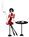 Illustration of girl at cafe Royalty Free Stock Photo