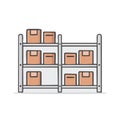 Illustration of Shelves with Brown Boxes for Storage and Organization in a Warehouse Royalty Free Stock Photo