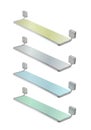 Illustration of a glass shelves with a metal frame. metal fastening