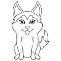 Shiba Inu cartoon sitting line art