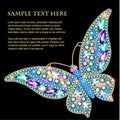 shining jewelry background frame with butterfly