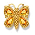 Illustration shining jewelry butterfly brooch with precious stones