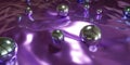 Illustration of shiny balls on a reflective surface in 3D render 3d render Royalty Free Stock Photo