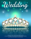 shiny diadem womens wedding with heart and reflection