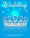 shiny diadem womens wedding with heart and reflection