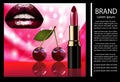 shiny glamorous lips cherry lipstick