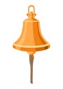 Illustration of ship gold bell. Nautical symbol icon.