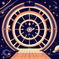 Illustration of a ship steering wheel in space. Vector illustration. Generative AI