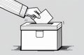 Illustration of a shirtless man's hand lowering his vote into the ballot box. Icon, drawing. Election and voting day Royalty Free Stock Photo