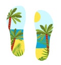 Illustration shoe sole with a sea view