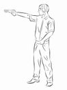 Illustration of a shooter from a gun , vector draw