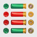 Shiny shotgun shells on white Royalty Free Stock Photo