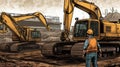 Construction Worker Operating Heavy Machinery at a Site