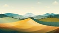 Dada-inspired Landscape Illustration With Amber And Emerald Tones