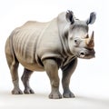 White rhinoceros isolated on white background. Side view. Royalty Free Stock Photo