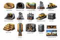 Mining equipment and structures illustration Royalty Free Stock Photo