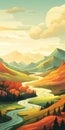 Colorful Landslide Illustration Of Forest And Dunes