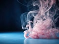 Abstract Magical pink lightning Smoke on Blue Background. AI generated. Royalty Free Stock Photo